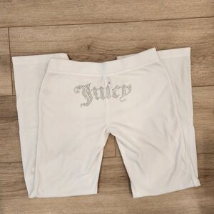 White Juicy Couture Velour Pants with Rhinestone Logo